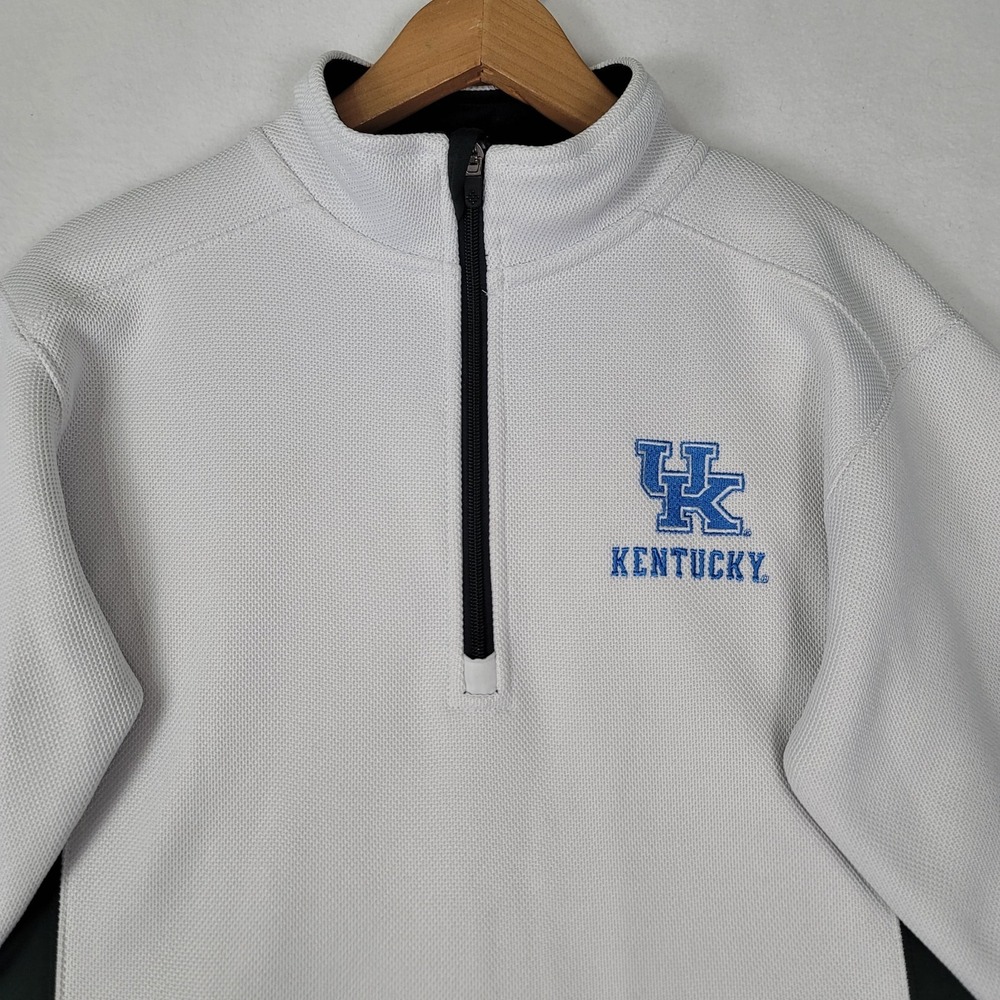 KENTUCKY WILDCATS MENS PULLOVER LONG SLEEVE  SWEATER JACKET SMALL HALF ZIP WHITE - Picture 6 of 16